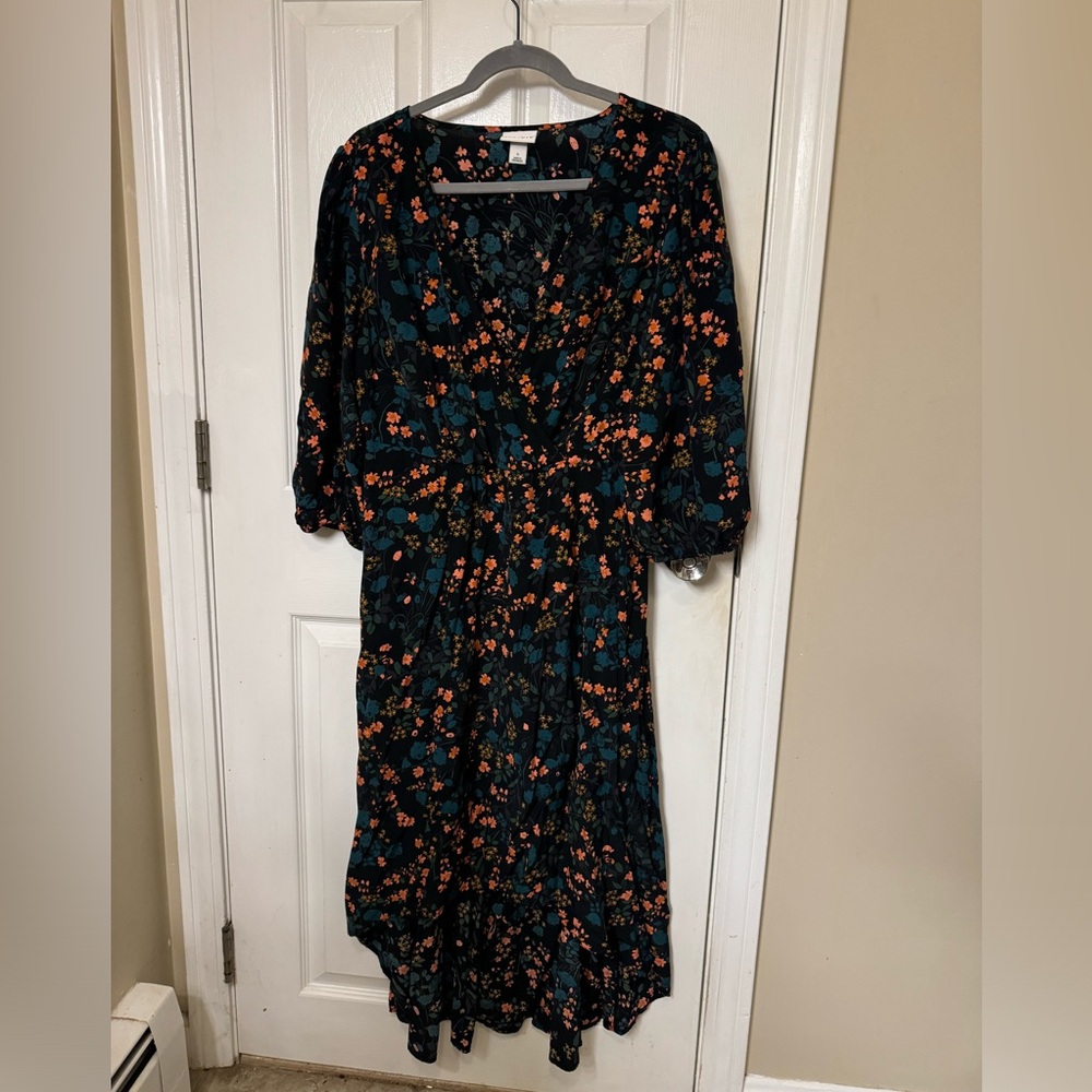 Ava&viv black floral dress with belt